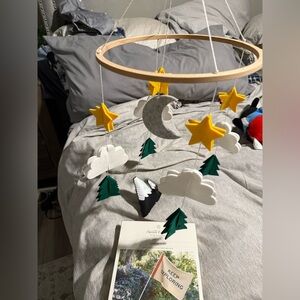 Wooden Baby Mobile and canvas flag nursey decor